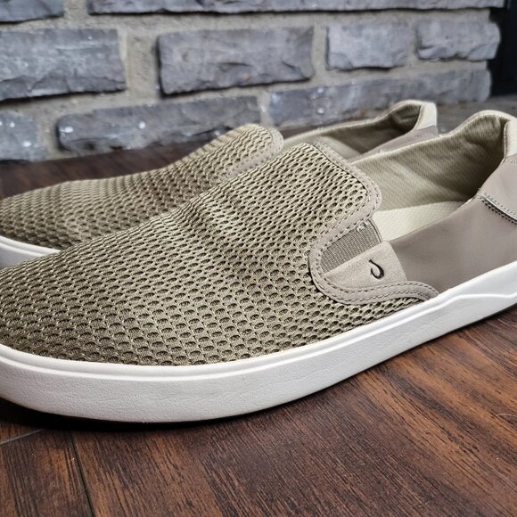 Olukai Lae'Ahi Slip On Sneakers Mens 11 Casual Comfort Clay Brown Gray Leather - Picture 4 of 9